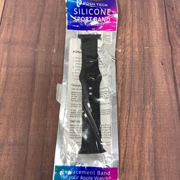 MACY’S BLACK SPECKLED SILICONE APPLE WATCH BAND COMPATIBLE WITH 38mm-41mm 1692 - Picture 1 of 5